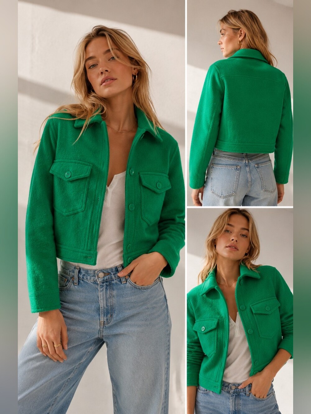 Aritzia Wilfred Free Vibrant Green Wool Jacket XXS